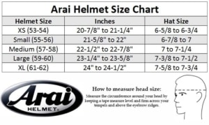 Arai sizing cheap